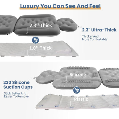 Luxury Bath Cushion, Full Body Bathtub Pillow with 160 Suction Cups, Bath Mat for Head and Neck Support, with Laundry Bag (Light Pink, 51" x 16")