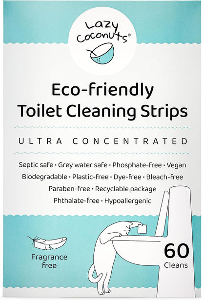Toilet Bowl Cleaner Strips, 60 Cleans, Plastic-Free, Lemon