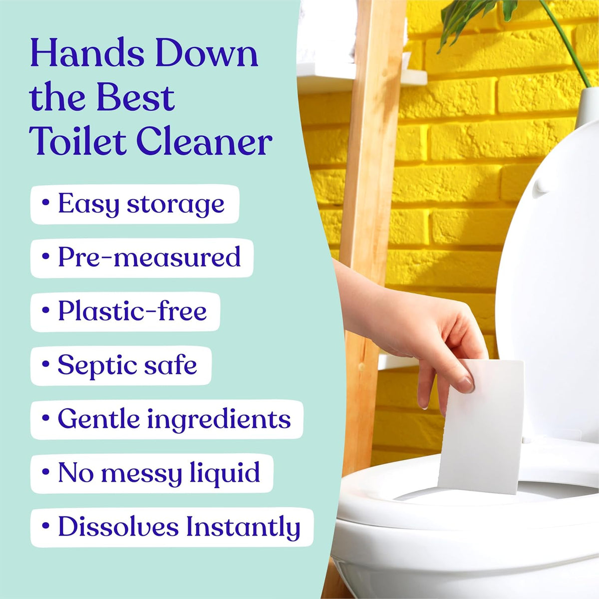 Toilet Bowl Cleaner Strips, 60 Cleans, Plastic-Free, Lemon