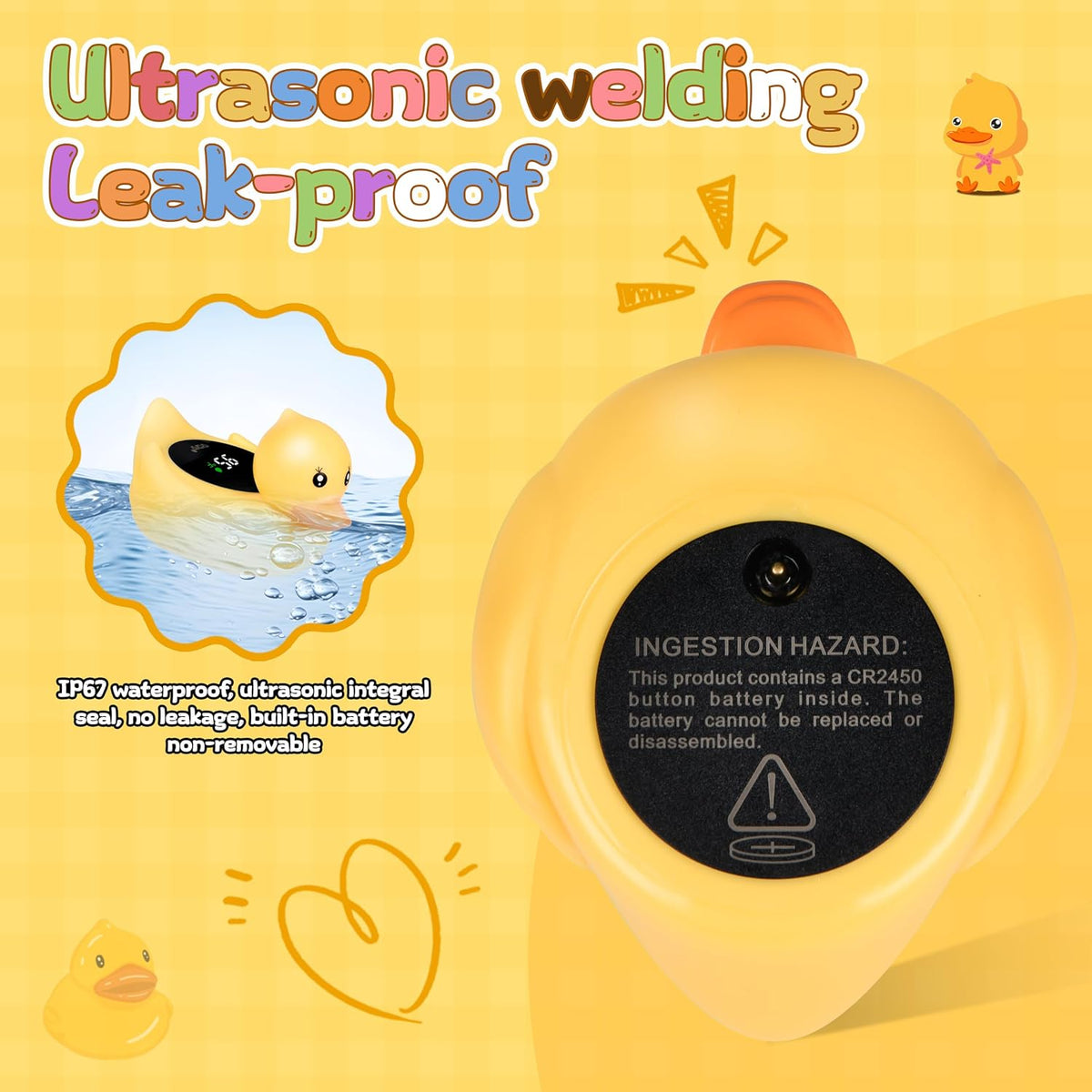 Baby Bath Thermometer Water Temp Safety Essential,Rechargeable Crab Toy | Tub Temperature LED Display,Color Warn(Cold/Comfortable/Hot),Newborn&Infants Water Temp Safe 2-in1 Bath floating Toy for Kids