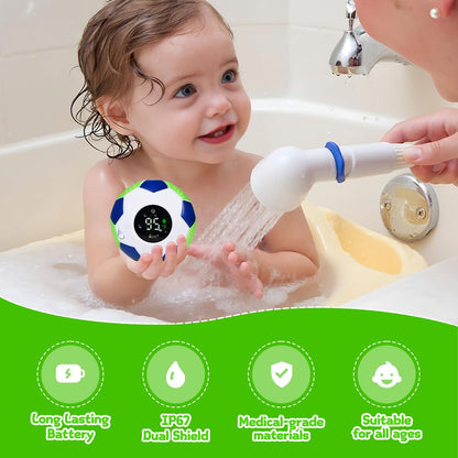 Baby Bath Thermometer Water Temp Safety Essential,Rechargeable Crab Toy | Tub Temperature LED Display,Color Warn(Cold/Comfortable/Hot),Newborn&Infants Water Temp Safe 2-in1 Bath floating Toy for Kids