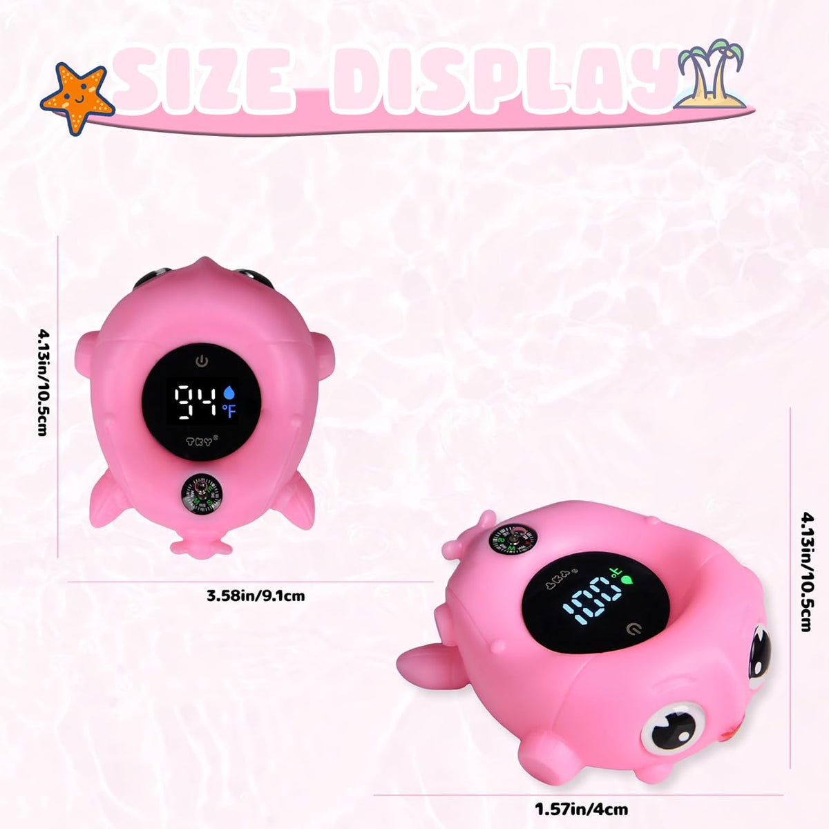 Baby Bath Thermometer Water Temp Safety Essential,Rechargeable Crab Toy | Tub Temperature LED Display,Color Warn(Cold/Comfortable/Hot),Newborn&Infants Water Temp Safe 2-in1 Bath floating Toy for Kids