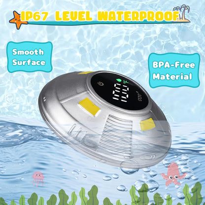 Baby Bath Thermometer Water Temp Safety Essential,Rechargeable Crab Toy | Tub Temperature LED Display,Color Warn(Cold/Comfortable/Hot),Newborn&Infants Water Temp Safe 2-in1 Bath floating Toy for Kids