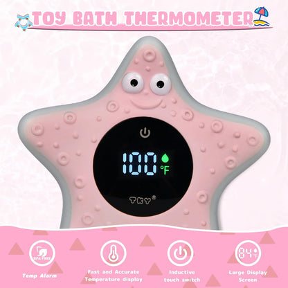 Baby Bath Thermometer Water Temp Safety Essential,Rechargeable Crab Toy | Tub Temperature LED Display,Color Warn(Cold/Comfortable/Hot),Newborn&Infants Water Temp Safe 2-in1 Bath floating Toy for Kids
