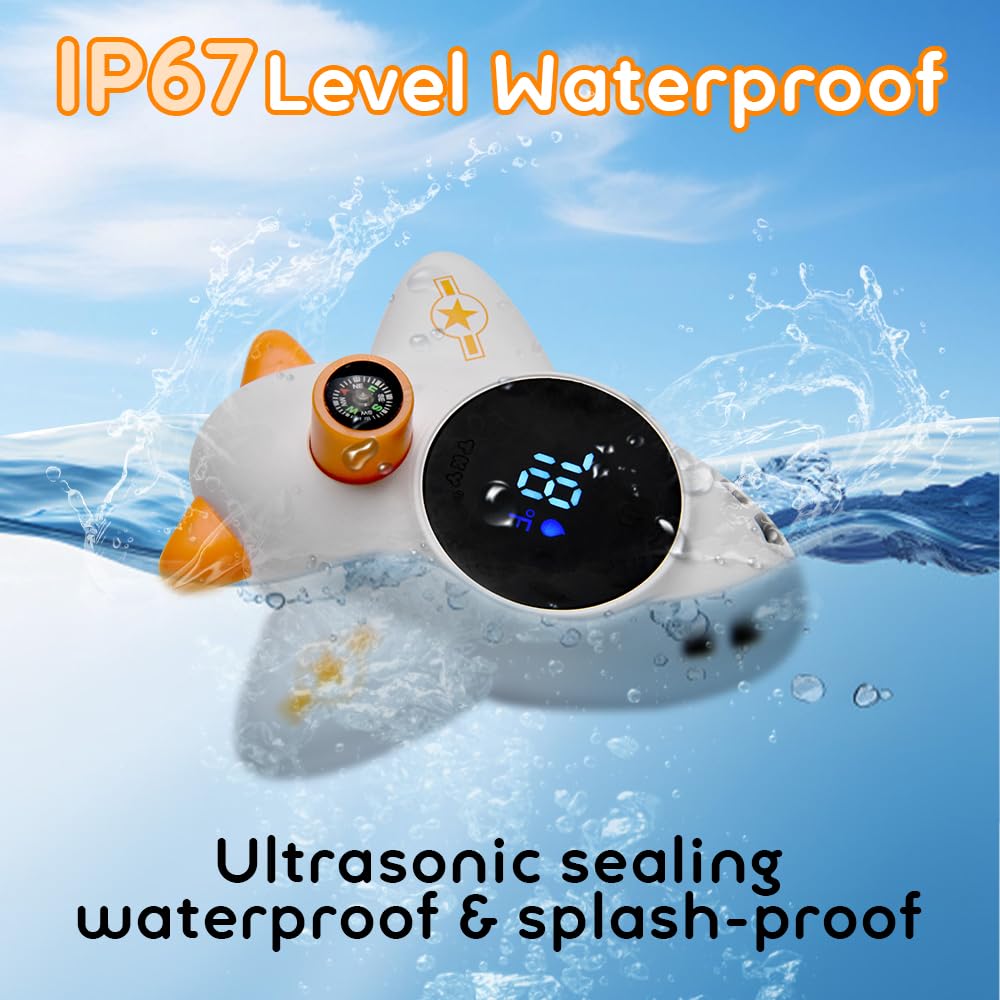 Baby Bath Thermometer Water Temp Safety Essential,Rechargeable Crab Toy | Tub Temperature LED Display,Color Warn(Cold/Comfortable/Hot),Newborn&Infants Water Temp Safe 2-in1 Bath floating Toy for Kids