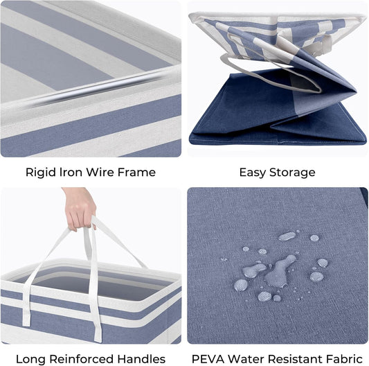 2 Pack Large Laundry Baskets, Laundry Hampers Bags (Grey 75Lx2) | Waterproof, Freestanding, Collapsible Clothes Hamper with Reinforced Handles in Laundry Room, Dorm, Bathroom, Bedroom