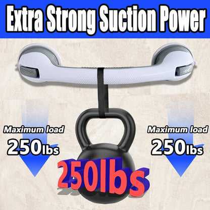 Shower Grab Bars for Seniors, Shower Handles for Elderly Suction Cup,2 Pack 16.15 Inch,Handicap Grab Bars for Bathtubs and Showers Wall, Bathroom Safety for Showers Walls Heavy Duty, No Drilling，Grey