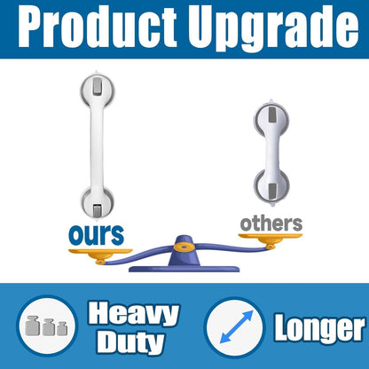Shower Grab Bars for Seniors, Shower Handles for Elderly Suction Cup,2 Pack 16.15 Inch,Handicap Grab Bars for Bathtubs and Showers Wall, Bathroom Safety for Showers Walls Heavy Duty, No Drilling，Grey