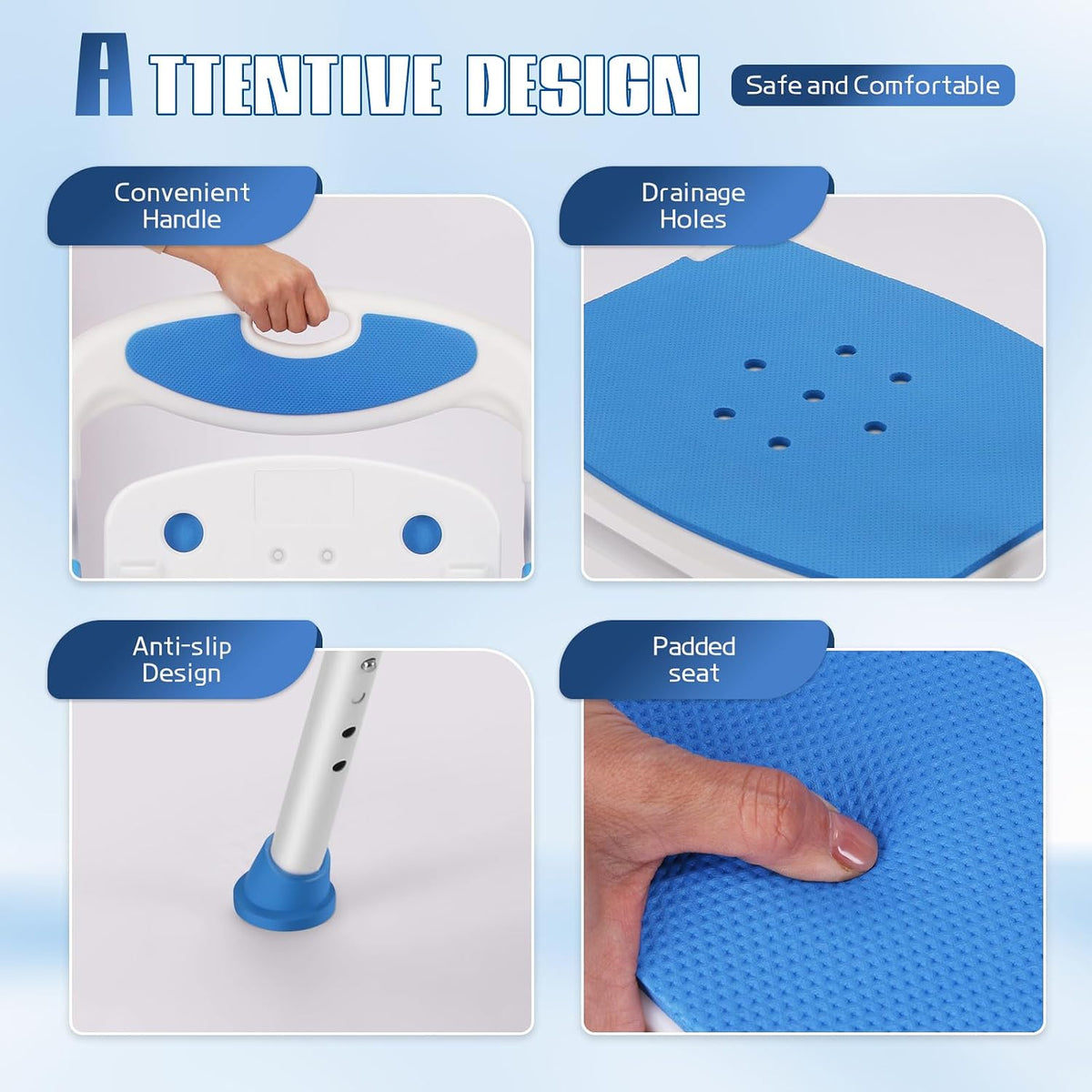 Shower Chair for Inside Shower Portable Foldable Bath Chair for Seniors