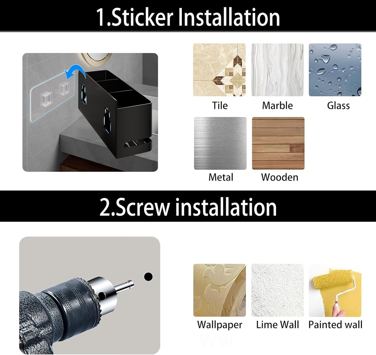 Electric Toothbrush Holder, Toothbrush Holders wall Mounted，3 Slot