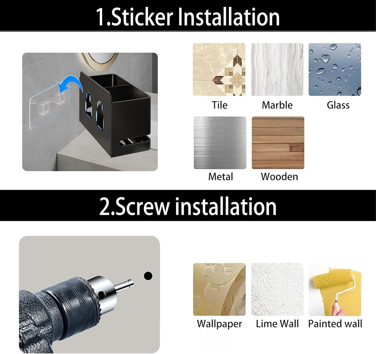 Electric Toothbrush Holder, Toothbrush Holders wall Mounted，3 Slot