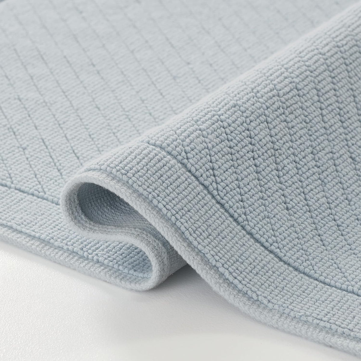 100% Cotton Bathroom Rug - High Absorbent Stylish Textured Woven Design Bath Mat, Slip Resistant Backing for Shower and Bathtub Floor, 24x36 in - White