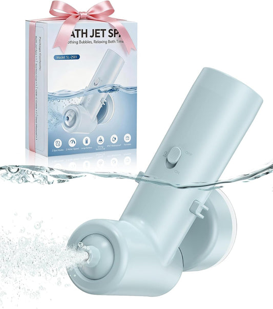 Bath Jets for Tub with 2 Powerful Speeds, 60 Mins Runtime, Rechargeable Bubble Machine Home Bathtub Accessories for Spa, Stress Relief, Muscle Relaxing, Gifts for Women Bath Lover