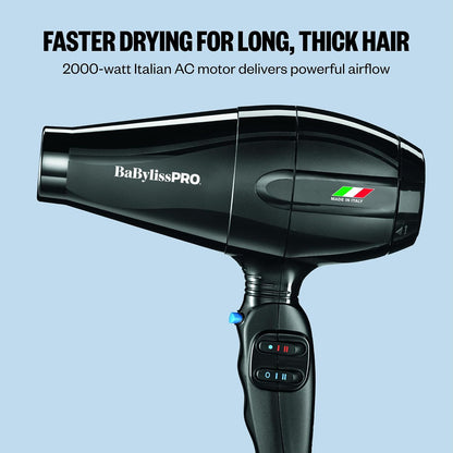 BaBylissPRO Nano Titanium Italian Portofino Hair Dryer - Professional 2000 Watt Blow Dryer