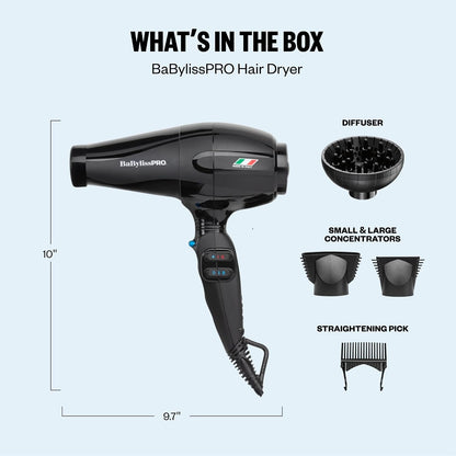 BaBylissPRO Nano Titanium Italian Portofino Hair Dryer - Professional 2000 Watt Blow Dryer