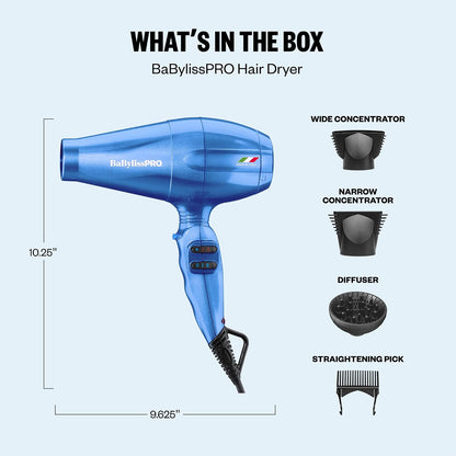 BaBylissPRO Nano Titanium Italian Portofino Hair Dryer - Professional 2000 Watt Blow Dryer