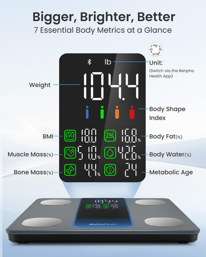 Smart Scale for Body Weight, Body Fat, BMI, 7-in-1 Display, 500Ibs