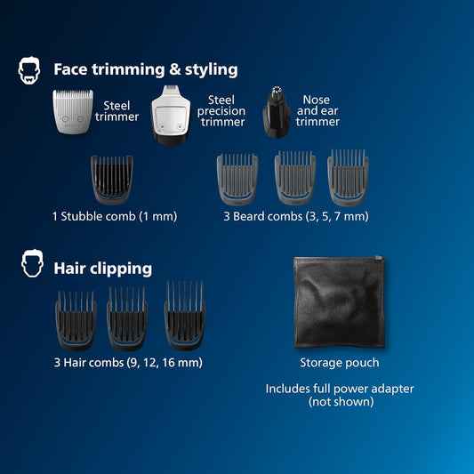 All-in-One 3000 Series 13 in 1 Trimmer, Beard Styler & Men's Hair Clipper, 9 Length Settings & Self-Sharpening Skin-Friendly Blades, MG3919/50