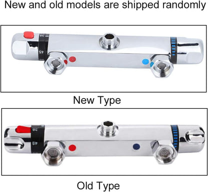 Thermostatic Mixing Valve Wall Mount, Modern Chrome Thermostatic Shower Mixer Bar Replacement Valve Outlet Bathroom Accessory for Home Hotel