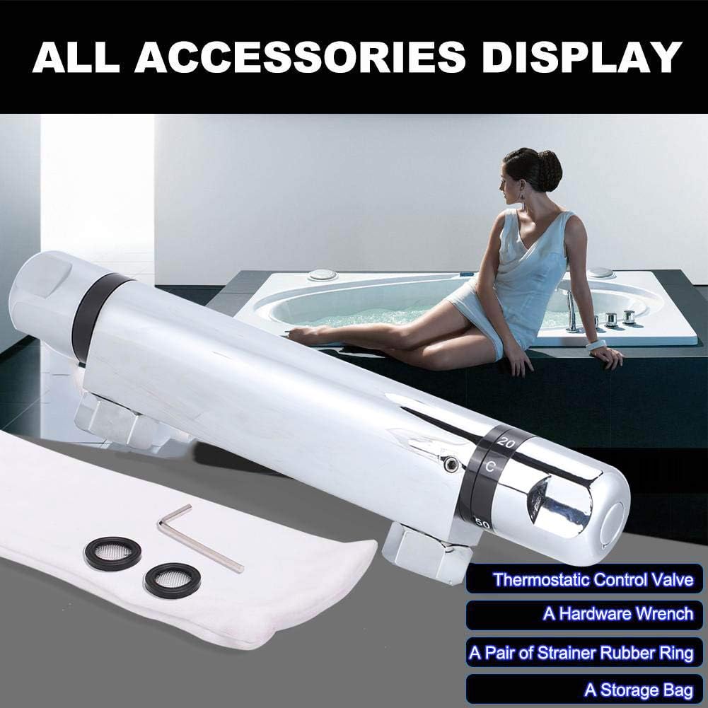 Thermostatic Mixing Valve Wall Mount, Modern Chrome Thermostatic Shower Mixer Bar Replacement Valve Outlet Bathroom Accessory for Home Hotel