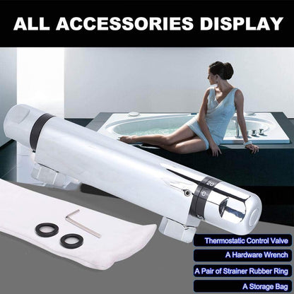 Thermostatic Mixing Valve Wall Mount, Modern Chrome Thermostatic Shower Mixer Bar Replacement Valve Outlet Bathroom Accessory for Home Hotel