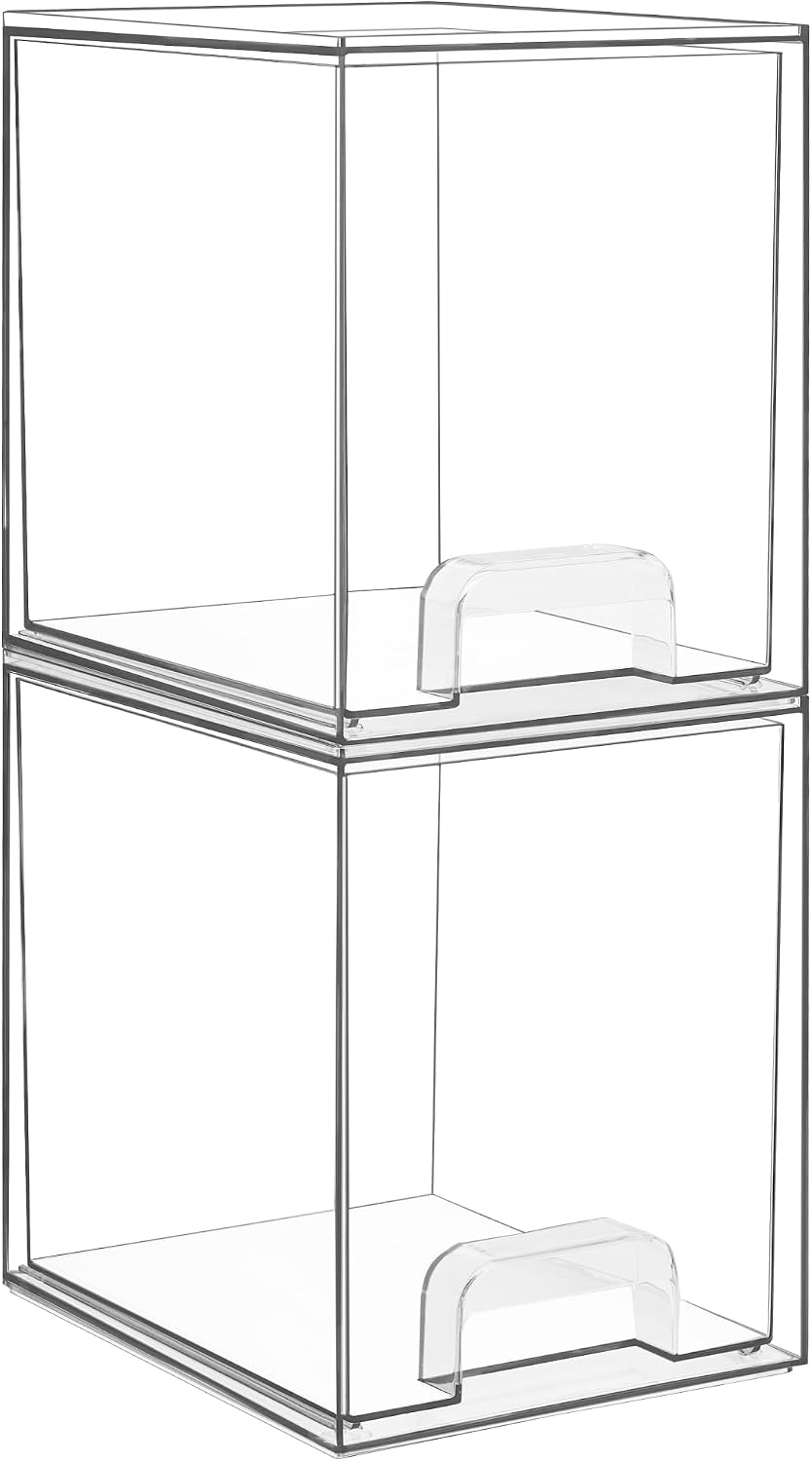 Small Clear Stackable Storage Drawers, Fits Narrow Spaces