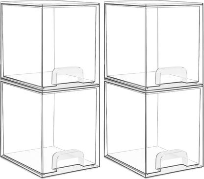 Small Clear Stackable Storage Drawers, Fits Narrow Spaces