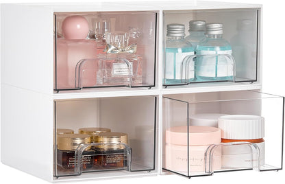 Small Clear Stackable Storage Drawers, Fits Narrow Spaces