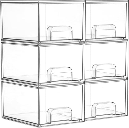 Small Clear Stackable Storage Drawers, Fits Narrow Spaces