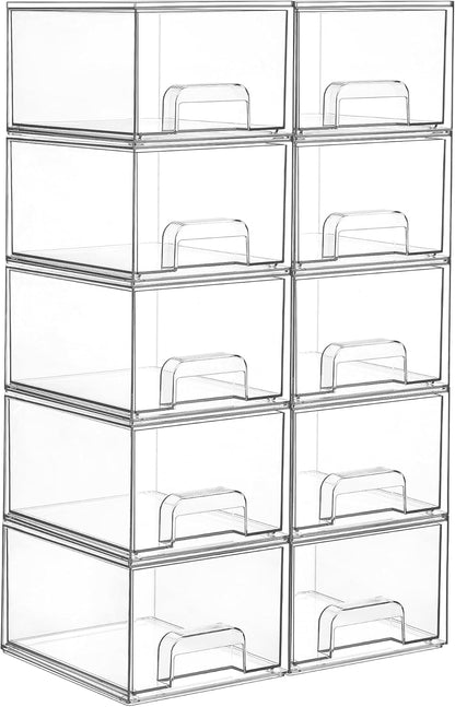 Small Clear Stackable Storage Drawers, Fits Narrow Spaces