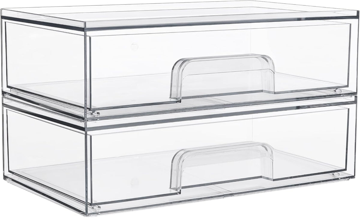 Small Clear Stackable Storage Drawers, Fits Narrow Spaces