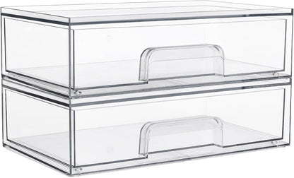 Small Clear Stackable Storage Drawers, Fits Narrow Spaces