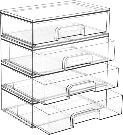 Small Clear Stackable Storage Drawers, Fits Narrow Spaces