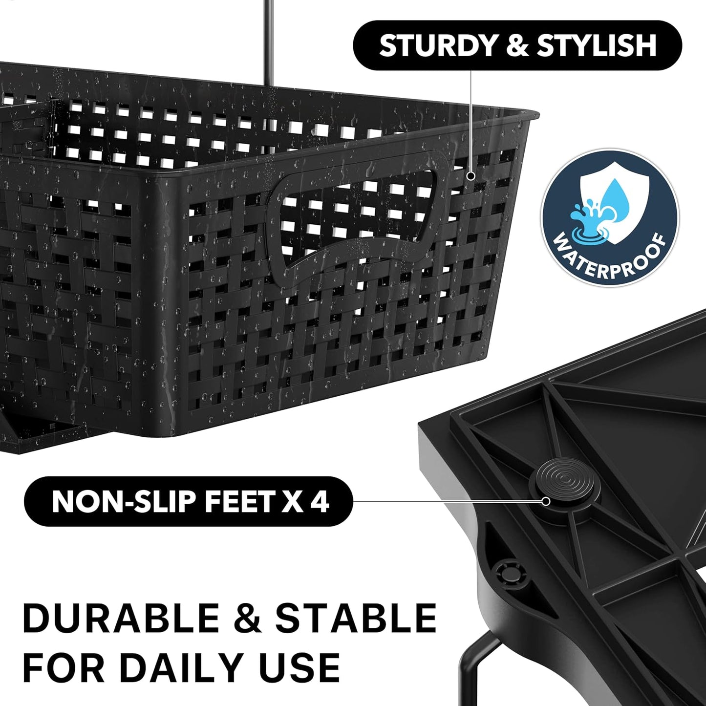 2 Tier Pull-Out Sliding Drawer Under Sink Storage, Black