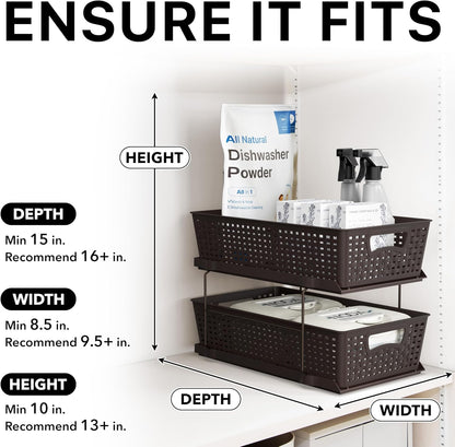 2 Tier Pull-Out Sliding Drawer Under Sink Storage, Black