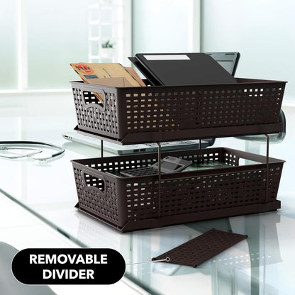 2 Tier Pull-Out Sliding Drawer Under Sink Storage, Black