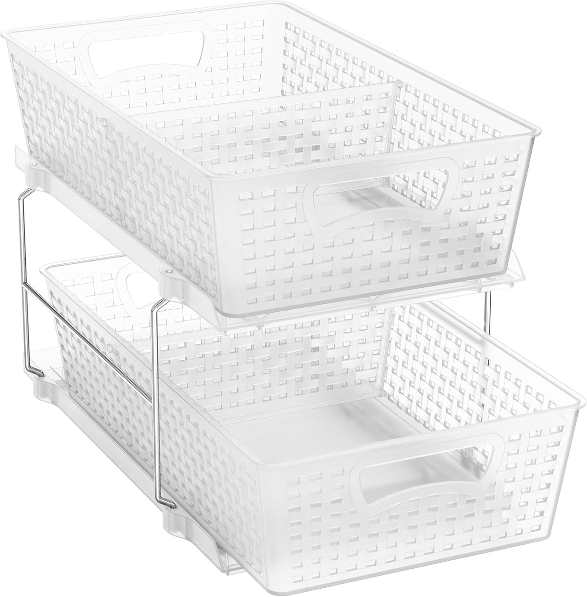 2 Tier Pull-Out Sliding Drawer Under Sink Storage, Black