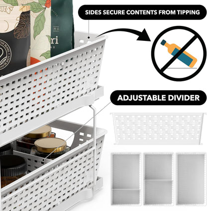 2 Tier Pull-Out Sliding Drawer Under Sink Storage, Black
