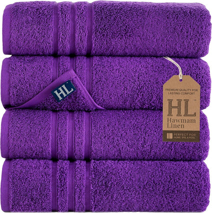 White Bath Towels 4 Pack 27 x 54 Inches 100% Turkish Cotton Soft Lightweight and Highly Absorbent Quick Drying Towels, Premium Quality Perfect for Daily Use