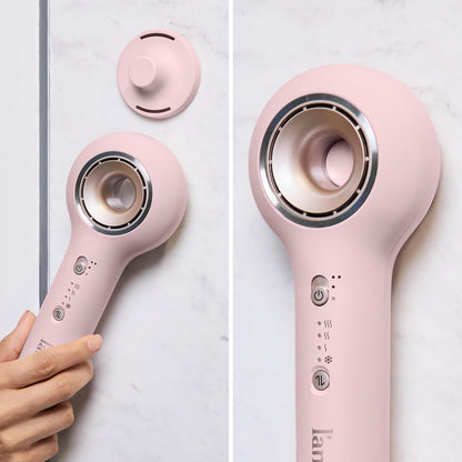 Axia HaloRing Ionic Hair Dryer | High Speed Professional Blow Dryer for Smooth, Frizz-Free Styles | Lightweight Brushless Motor with Concentrator & Wall Mount | 4 Heat Settings | Blush
