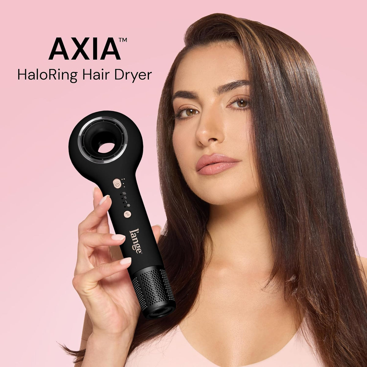 Axia HaloRing Ionic Hair Dryer | High Speed Professional Blow Dryer for Smooth, Frizz-Free Styles | Lightweight Brushless Motor with Concentrator & Wall Mount | 4 Heat Settings | Blush