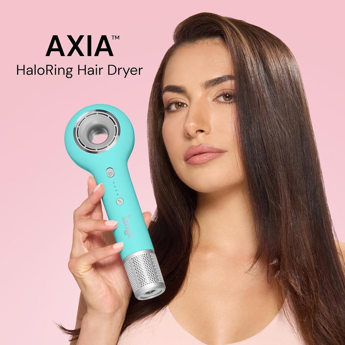 Axia HaloRing Ionic Hair Dryer | High Speed Professional Blow Dryer for Smooth, Frizz-Free Styles | Lightweight Brushless Motor with Concentrator & Wall Mount | 4 Heat Settings | Blush
