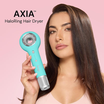Axia HaloRing Ionic Hair Dryer | High Speed Professional Blow Dryer for Smooth, Frizz-Free Styles | Lightweight Brushless Motor with Concentrator & Wall Mount | 4 Heat Settings | Blush