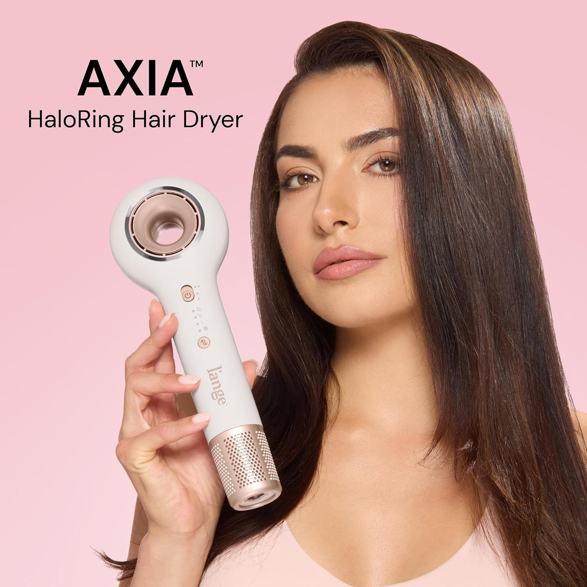 Axia HaloRing Ionic Hair Dryer | High Speed Professional Blow Dryer for Smooth, Frizz-Free Styles | Lightweight Brushless Motor with Concentrator & Wall Mount | 4 Heat Settings | Blush