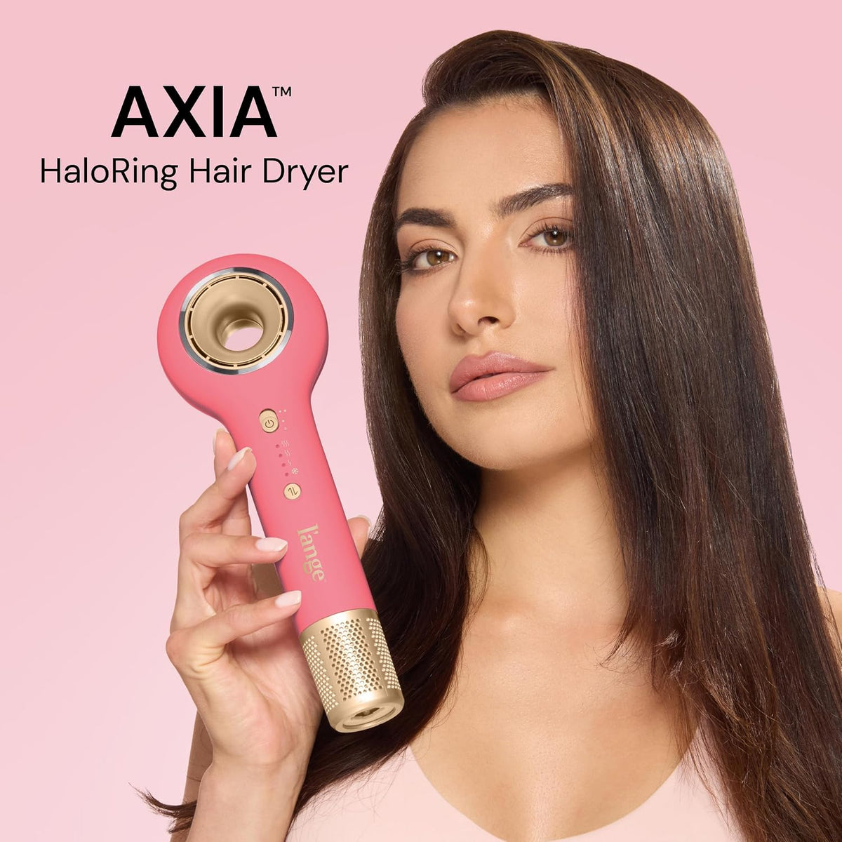 Axia HaloRing Ionic Hair Dryer | High Speed Professional Blow Dryer for Smooth, Frizz-Free Styles | Lightweight Brushless Motor with Concentrator & Wall Mount | 4 Heat Settings | Blush