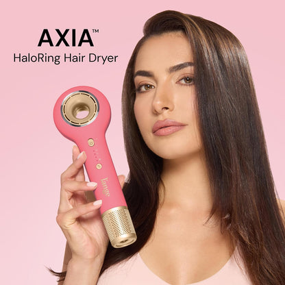 Axia HaloRing Ionic Hair Dryer | High Speed Professional Blow Dryer for Smooth, Frizz-Free Styles | Lightweight Brushless Motor with Concentrator & Wall Mount | 4 Heat Settings | Blush