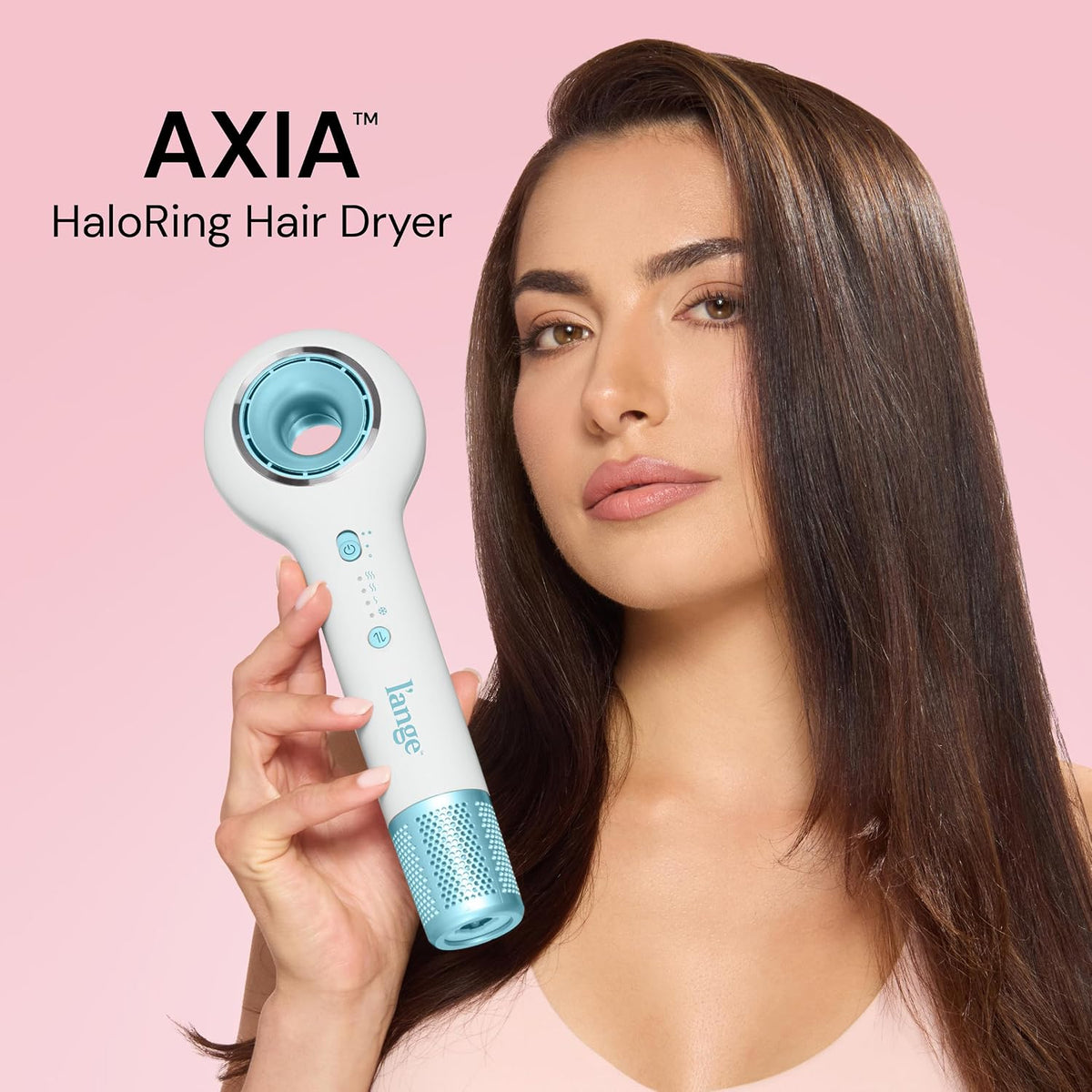Axia HaloRing Ionic Hair Dryer | High Speed Professional Blow Dryer for Smooth, Frizz-Free Styles | Lightweight Brushless Motor with Concentrator & Wall Mount | 4 Heat Settings | Blush