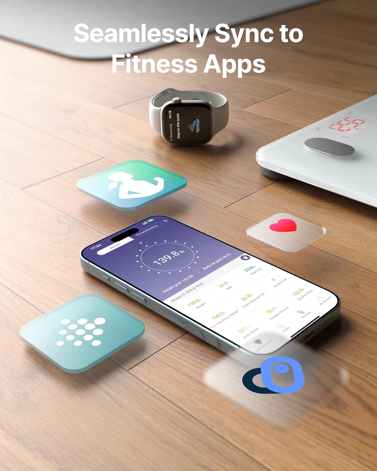 Smart Scale for Body Weight, BMI & Body Fat, 13 Metrics, Bluetooth