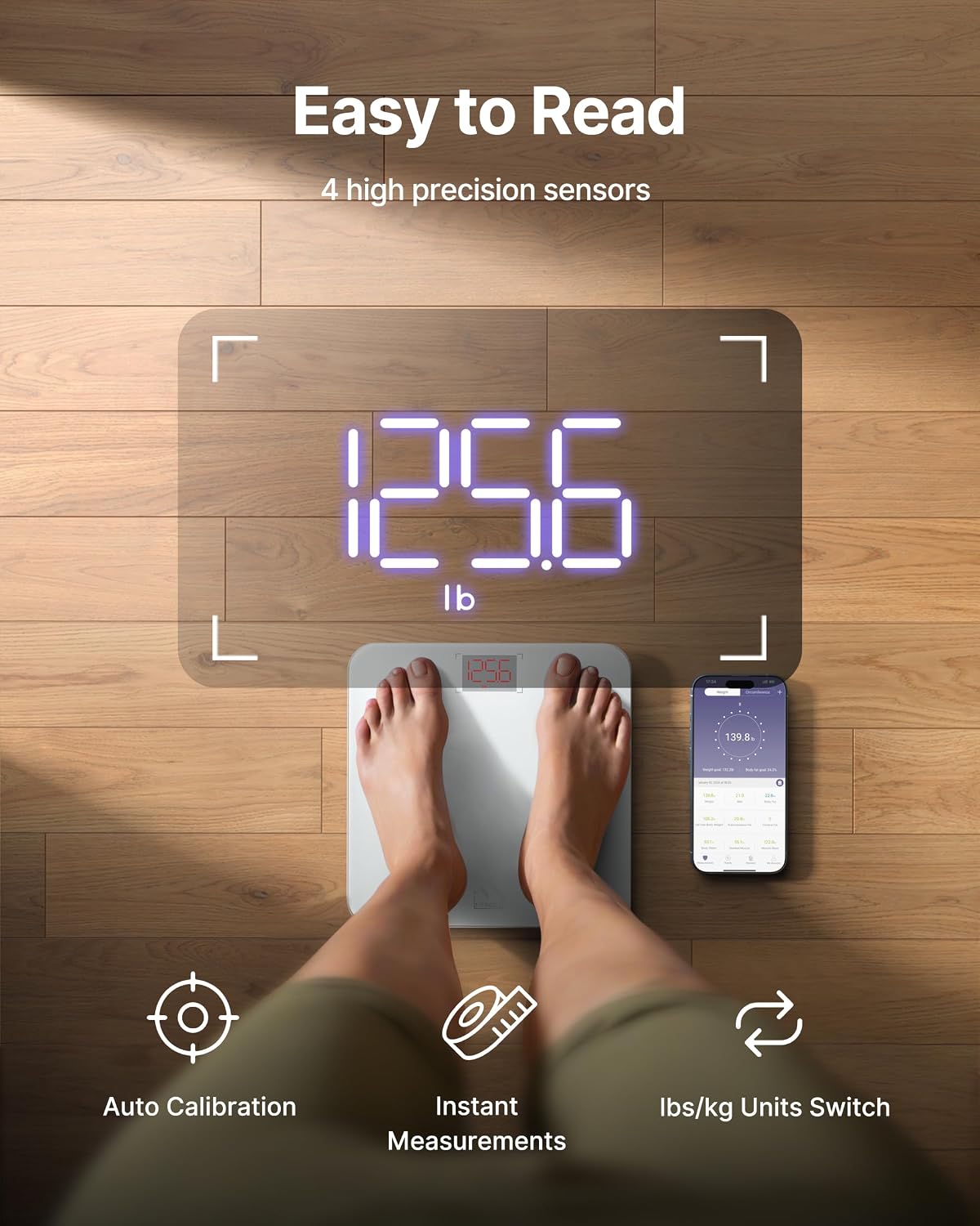 Smart Scale for Body Weight, BMI & Body Fat, 13 Metrics, Bluetooth