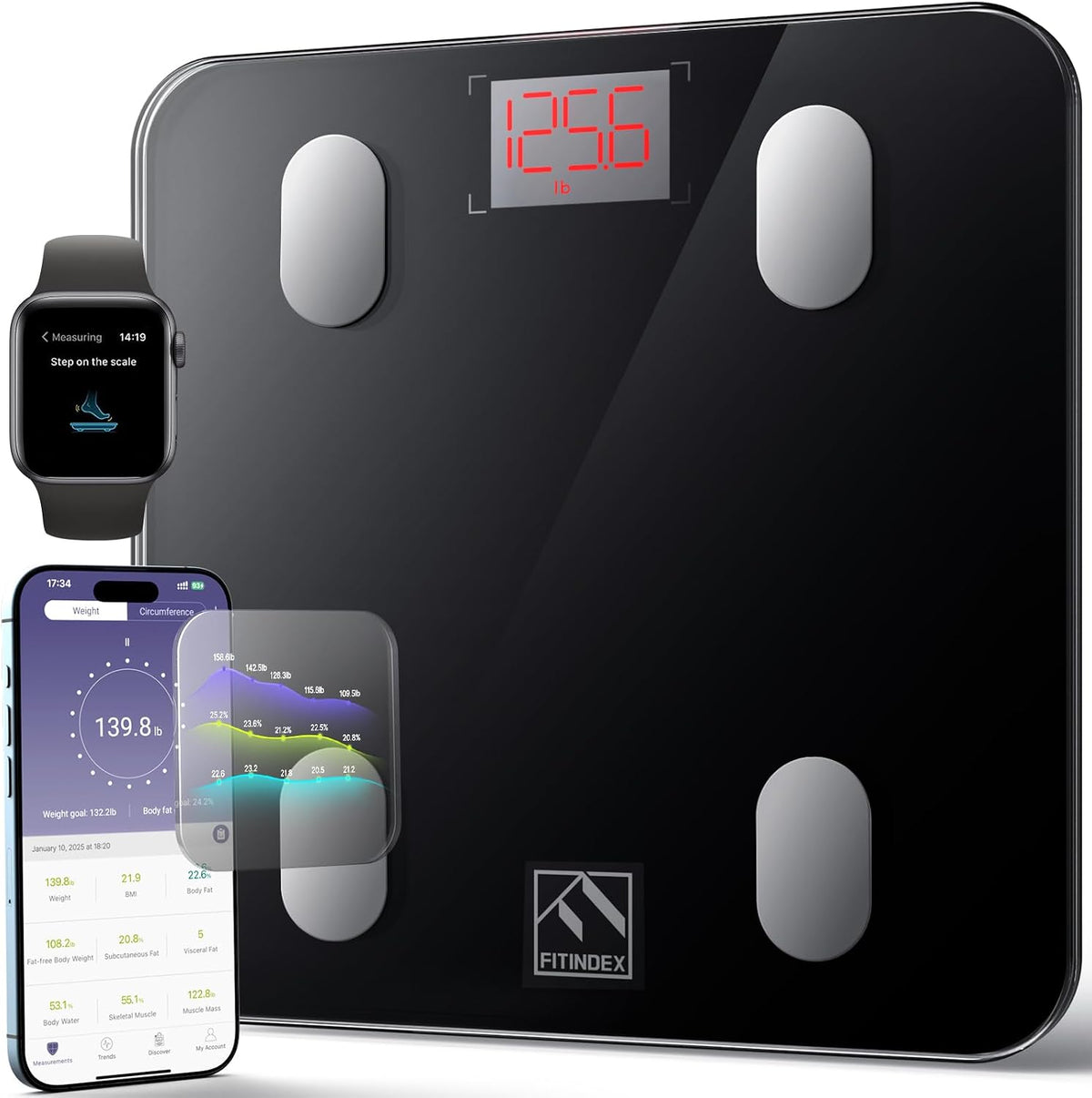 Smart Scale for Body Weight, BMI & Body Fat, 13 Metrics, Bluetooth